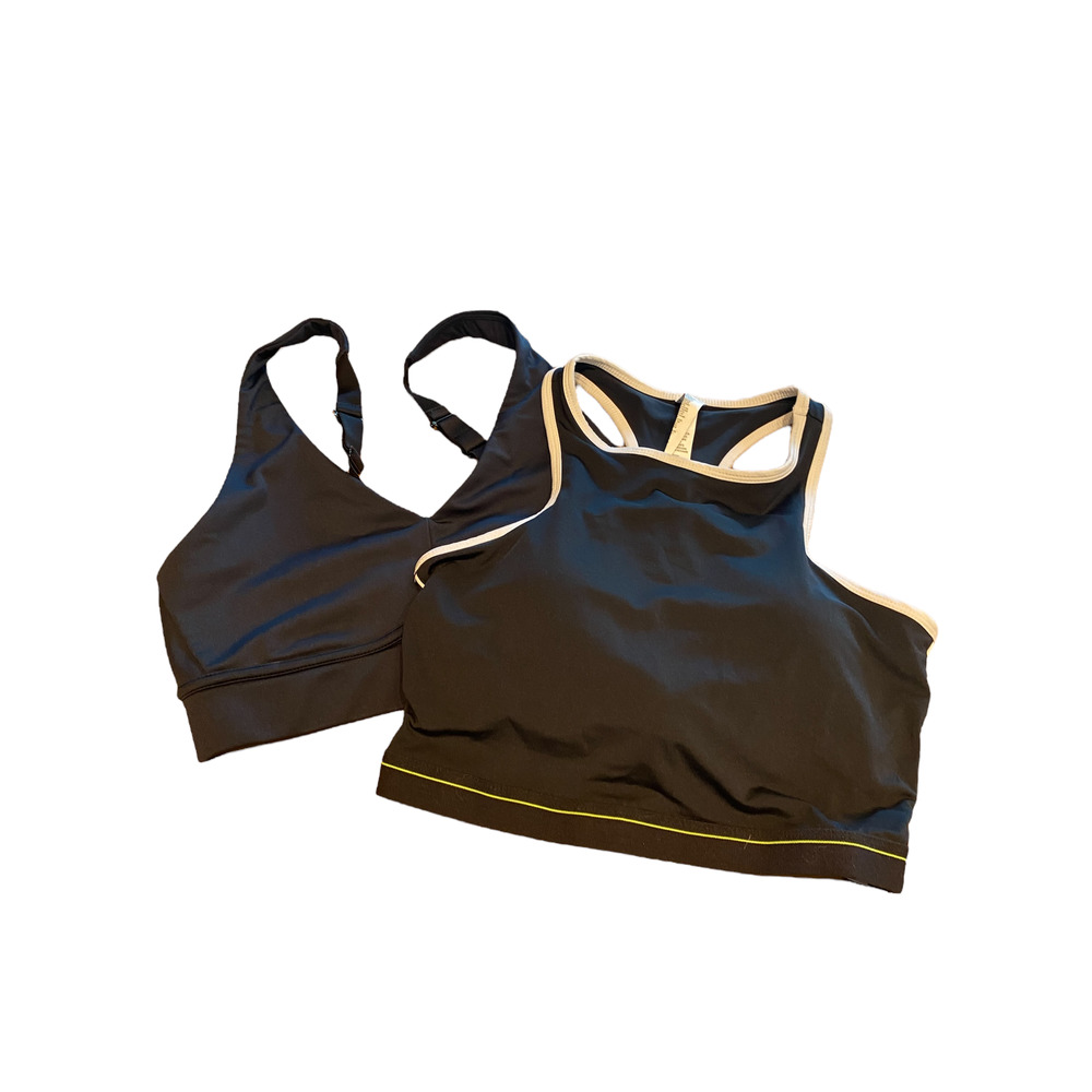Sports Bra Bundle (2) Fabletics Black Racerback Medium Removeable Padded